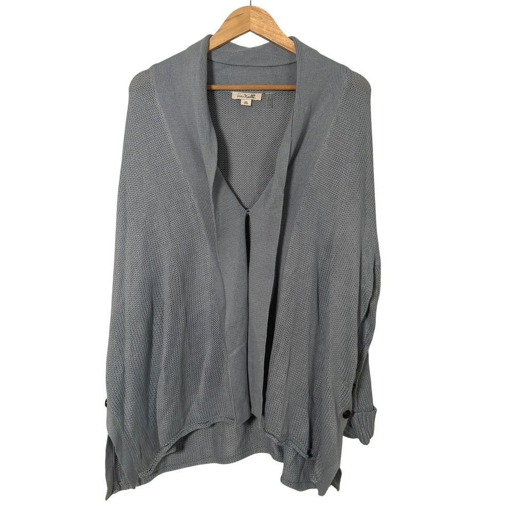 Simply Noelle Cardigan Womens XXL Blue Excellent Open Front Shaker Knit Sweater